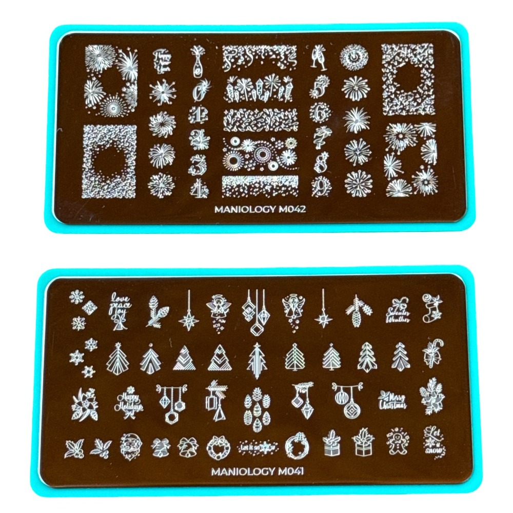Maniology Nail Stamping Plate Set M041‎ M042 Christmas New Year Holiday Winter